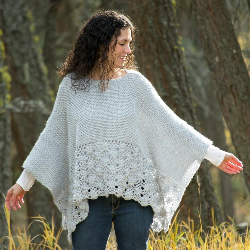 Free Crochet Poncho - Frosted Petals