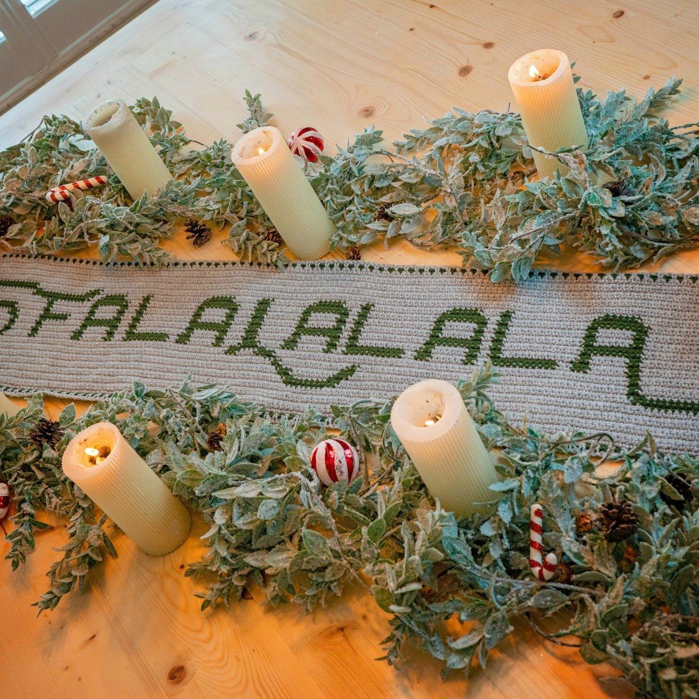 Free Crochet Table Runner Pattern- Fa La La La La