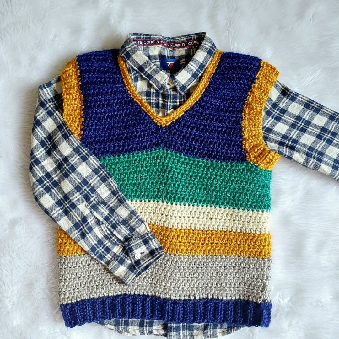 Free Crochet Pattern Cozy Comfort V Neck Vest by Joy of Creation Croc FurlsCrochet
