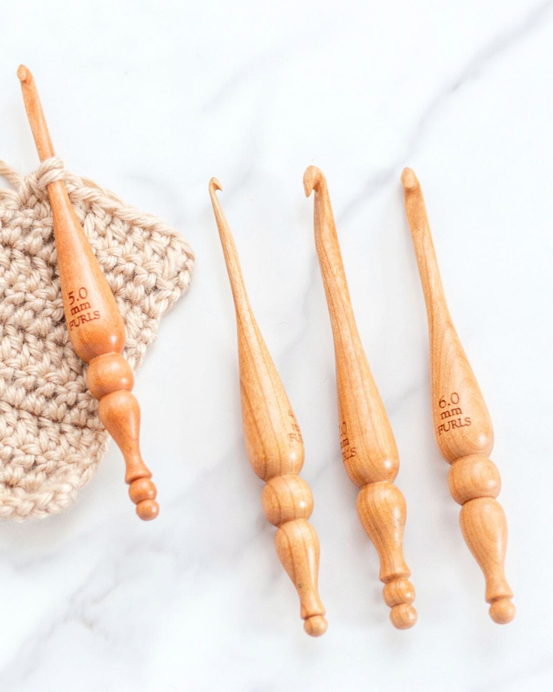 Alpha Series Cherry Handmade Wood Crochet Hook FurlsCrochet