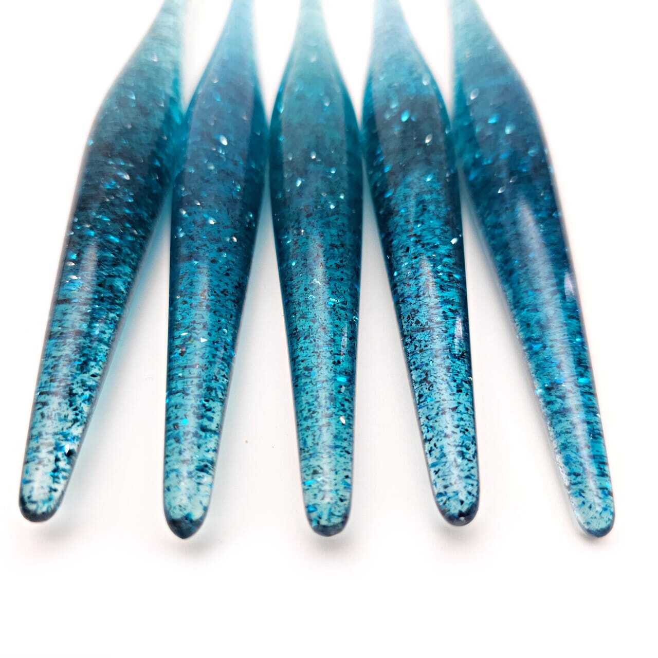 Limited Edition Teal Streamline Glitter Crochet Hooks Glitter Streamline Furls