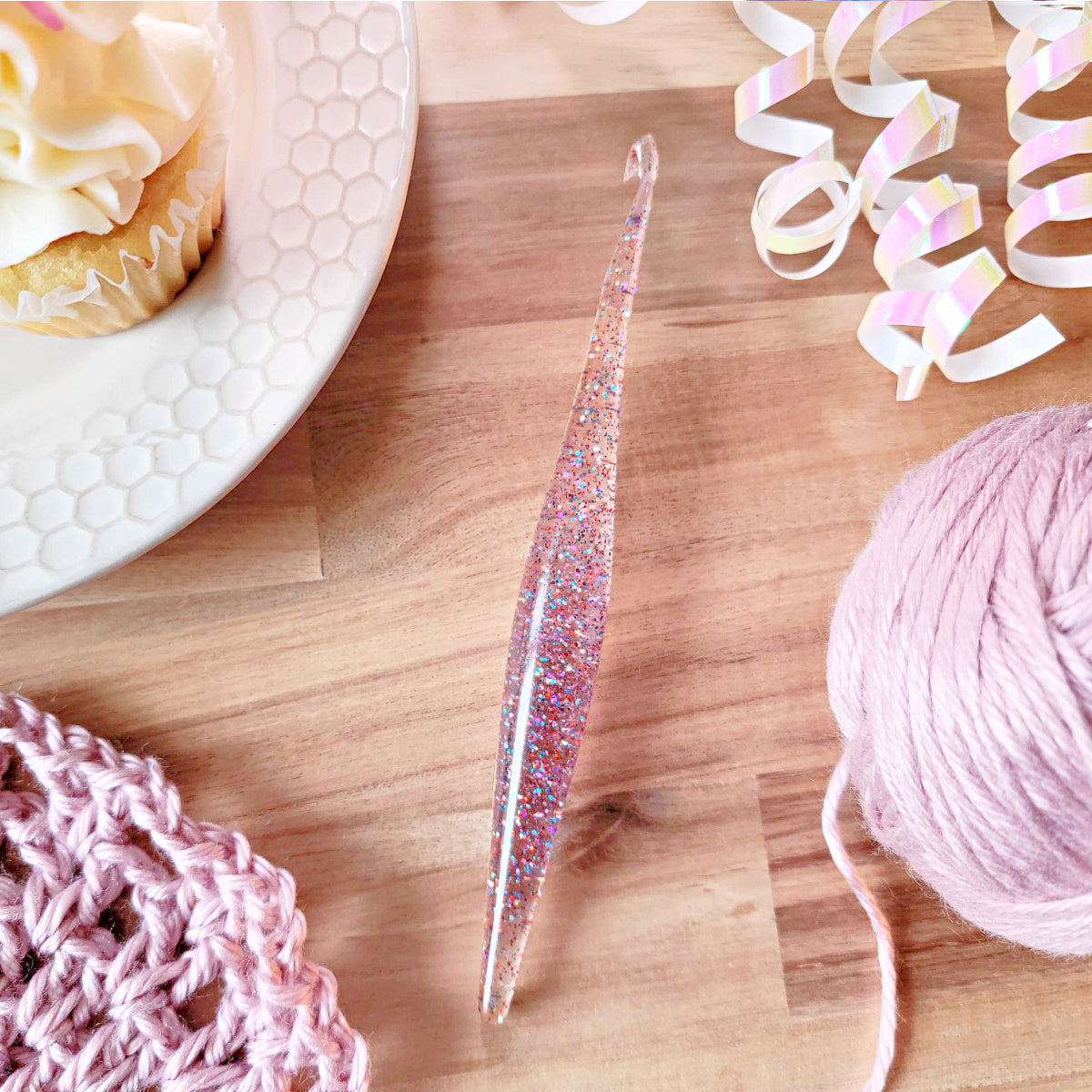 Crochet Hook, Glitter Crochet Hook, 5mm Hook, Handmade Crochet