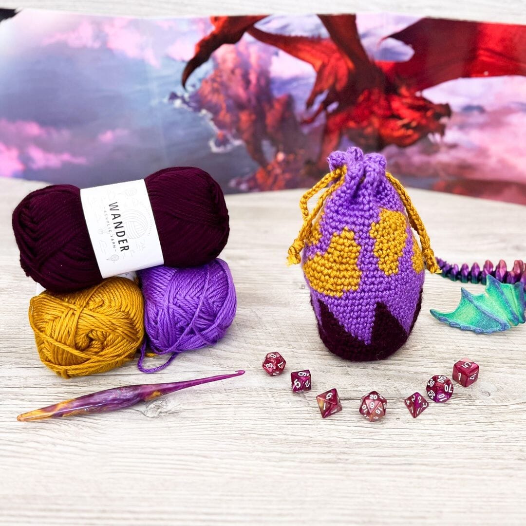 Free Crochet Pattern: Baby Dragon Egg Dice Pouch by Green Fox Farms Designs