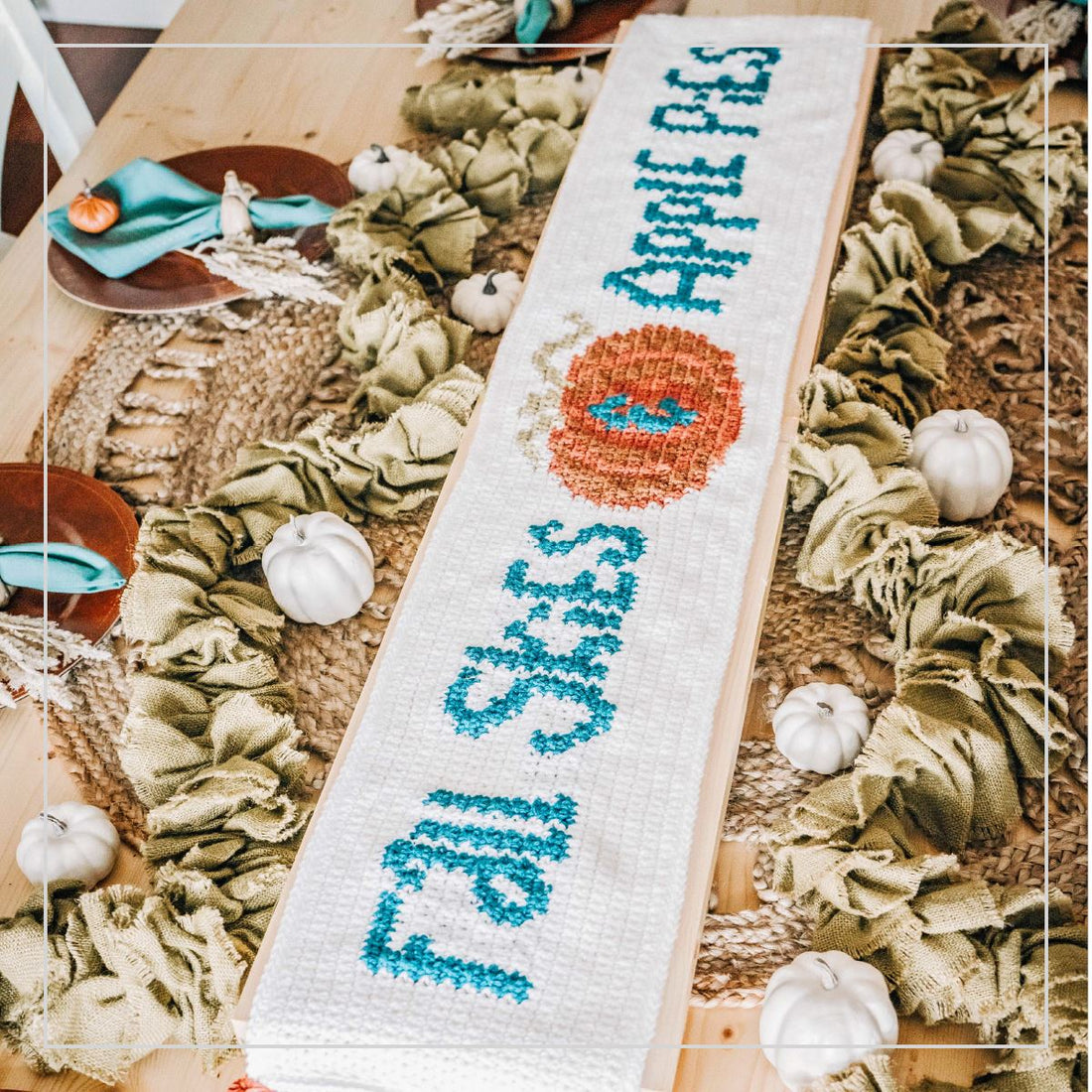 Free Crochet Pattern Fall Skies and Apple Pies Table Runner