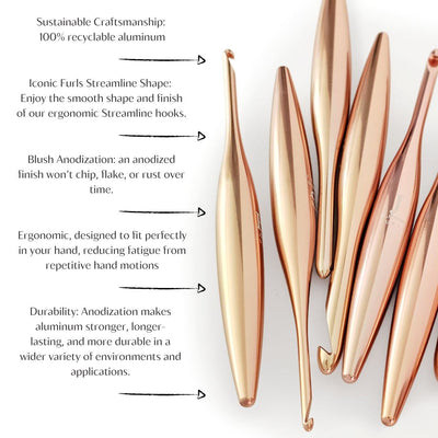 Blush Streamline Metal Crochet Hooks – FurlsCrochet