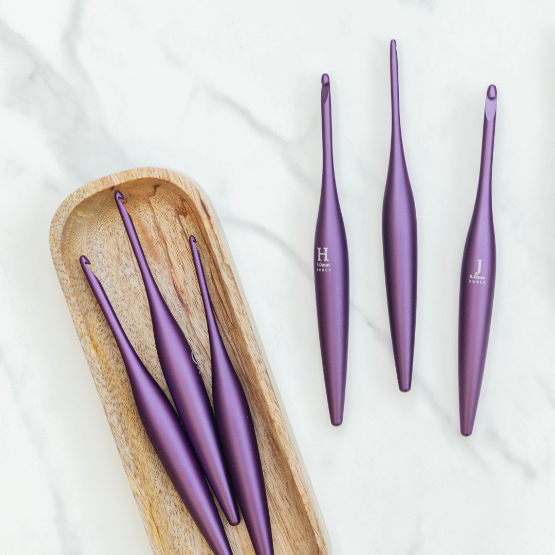 Limited Edition Grape Streamline Metal Crochet Hooks Metal Streamline FurlsCrochet 
