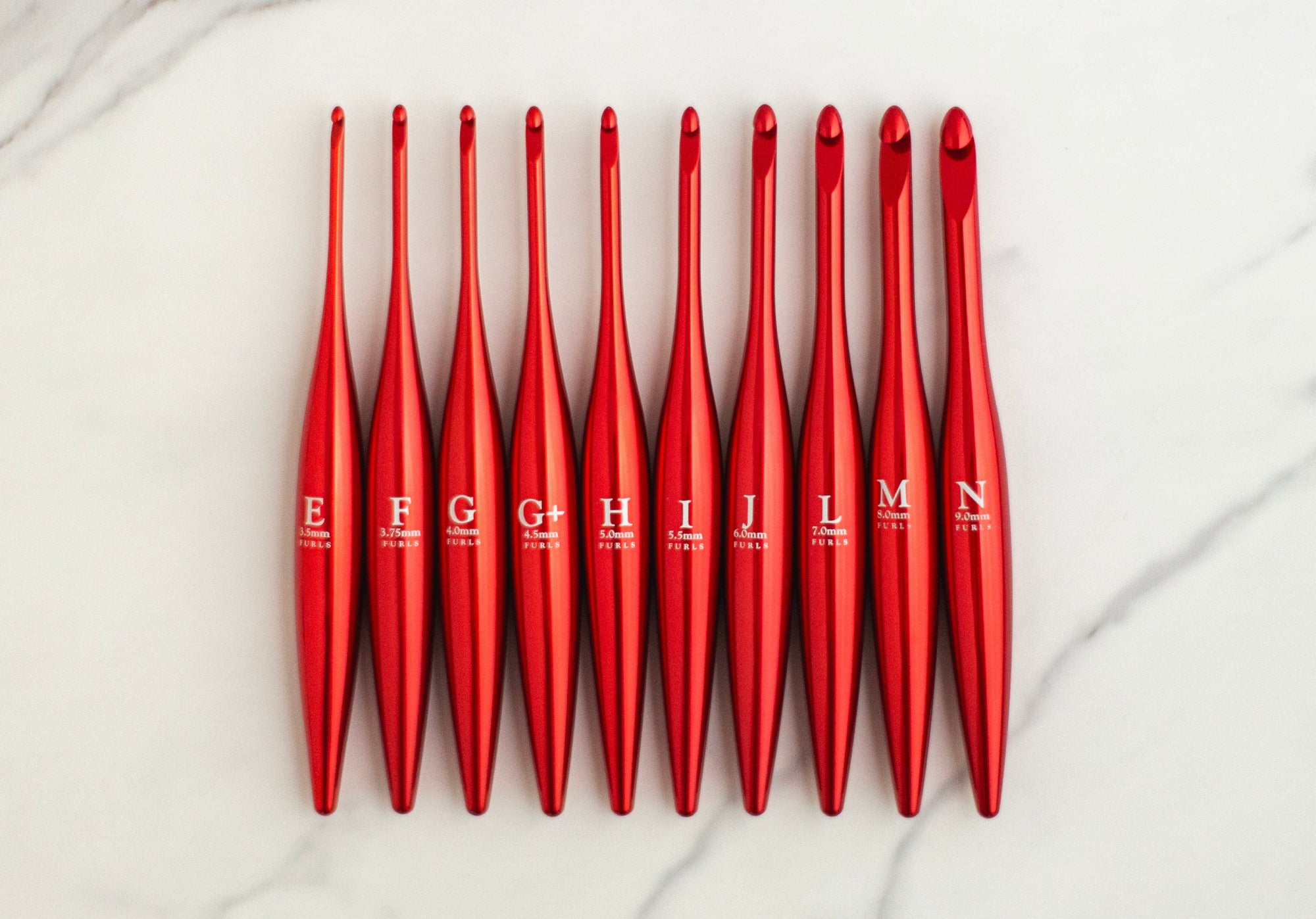 Limited Edition Red Streamline Metal Crochet Hooks Metal Streamline FurlsCrochet 